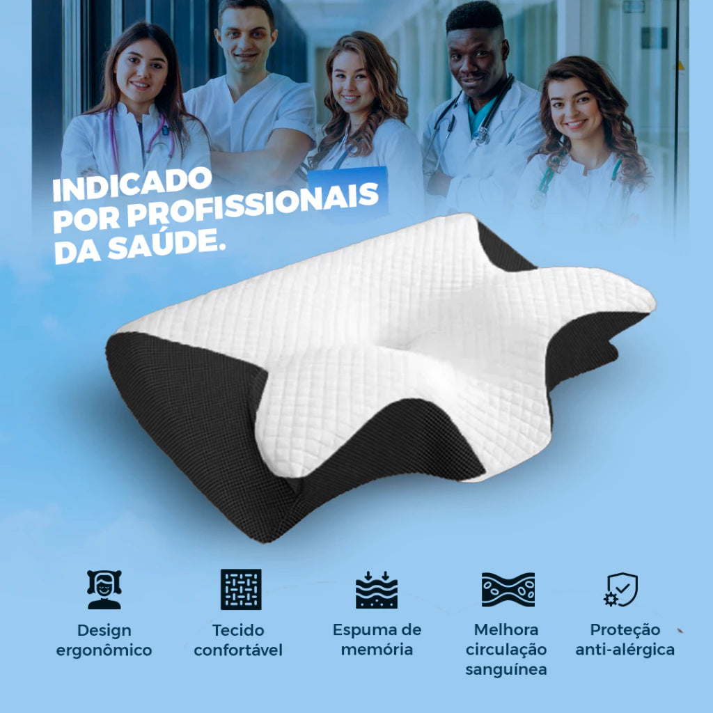 Travesseiro Cervical Ortopédica com Espuma de Memória – Conforto e Suporte para o Pescoço