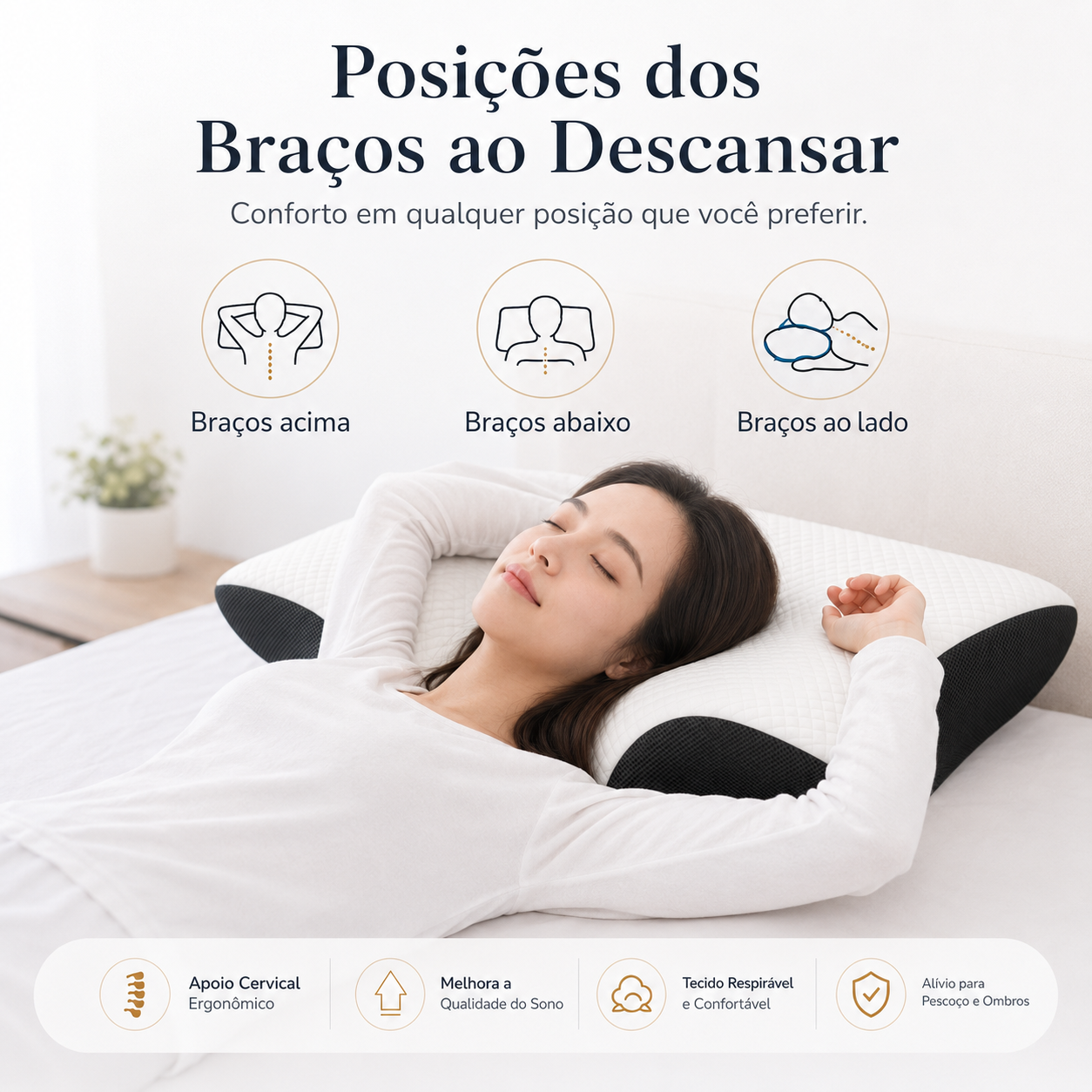 Travesseiro Cervical Ortopédica com Espuma de Memória – Conforto e Suporte para o Pescoço
